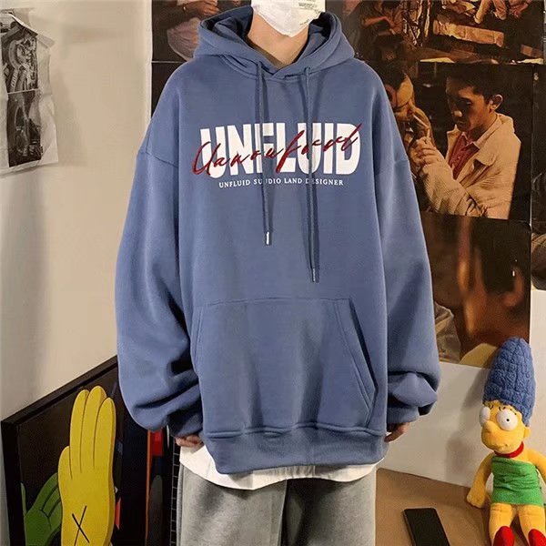 Áo hoodie tay dài dáng rộng in chữ phong cách hiphop đường phố Hàn Quốc thời trang mùa đông cho nam size M-5XL