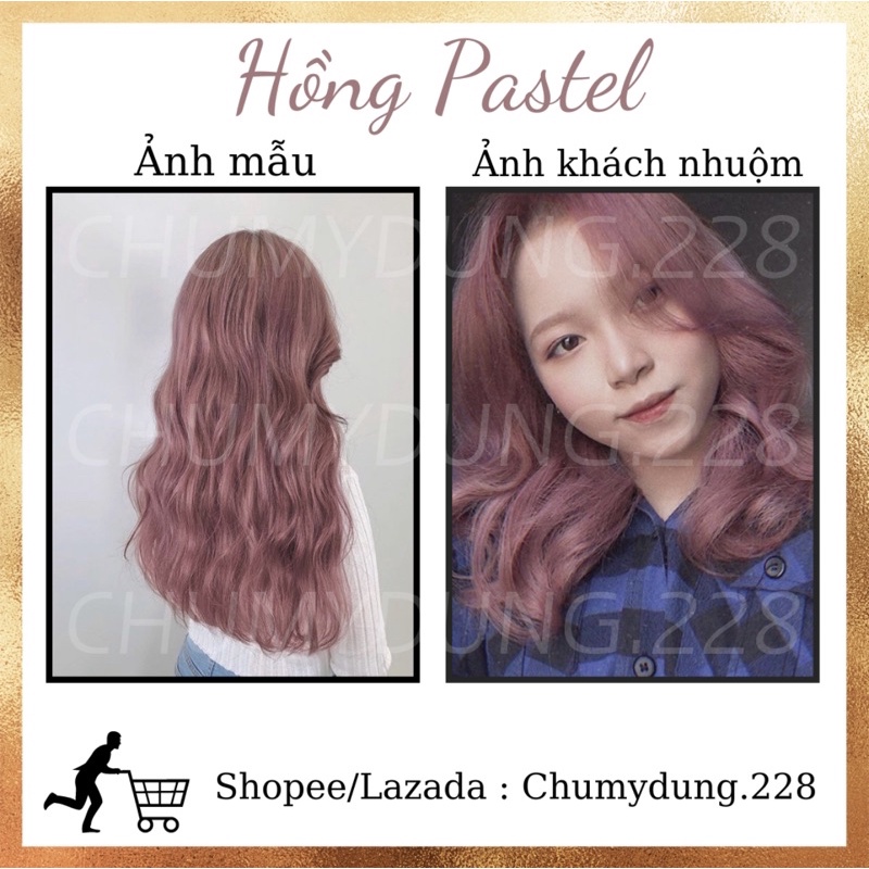 Thuốc nhuộm tóc Hồng pastel (set tặng kèm oxy, găng tay, hdsd)