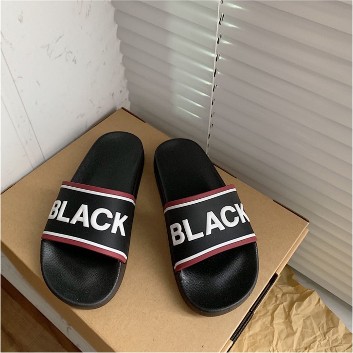 Dép quai ngang nam nữ Black Slides chống nước, trơn trượt