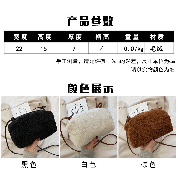 Winter Bags Women's Plush Spring and Summer Student Furry Single-Shoulder Bag Messenger Bag All-Match Lamb Wool Japanese Tote Small