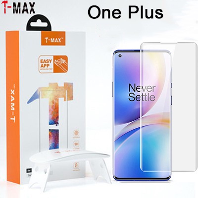 T-Max Curved Full phủ đầy đủ OnePlus 9 Pro 8 7 7T Pro Bảo vệ màn hình kính cường lực keo UV