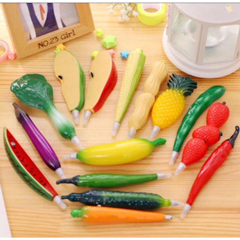 Bút bi hình trái cây, rau củ có nam châm hít tủ lạnh, chơi đồ hàng