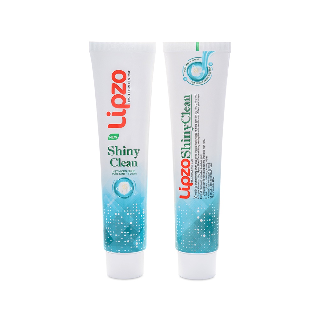 Combo 3 Kem Đánh Răng LIPZO Shiny Clean Vị The Mát 185gam Khử Mùi, Không Bào Mòn Men Răng Từ Khoáng Chất Vỏ Sò