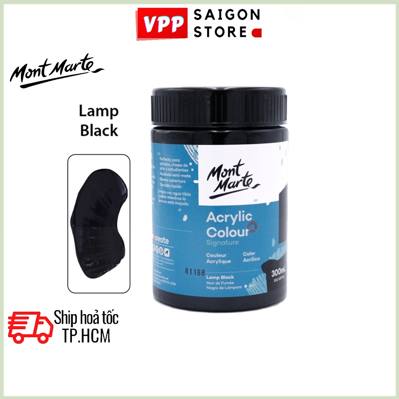 Màu Acrylic Mont Marte 300ml - Lamp Black - Acrylic Colour Paint Signature 300ml (10.1oz) - MSCH3032