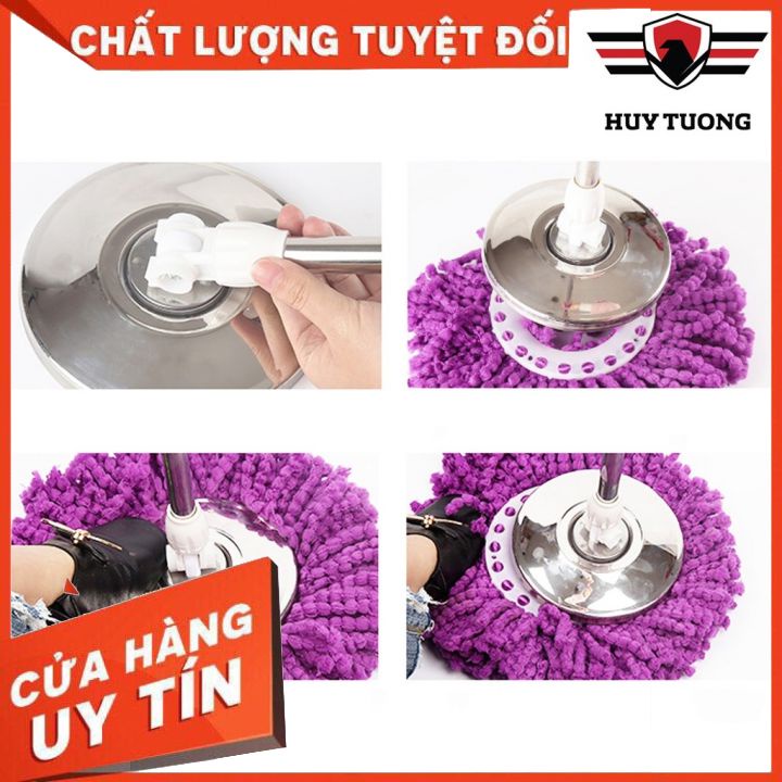 Chổi lau nhà cán inox cao cấp    Thiết kế inox 304 sáng loáng cứng cáp chắc chắn