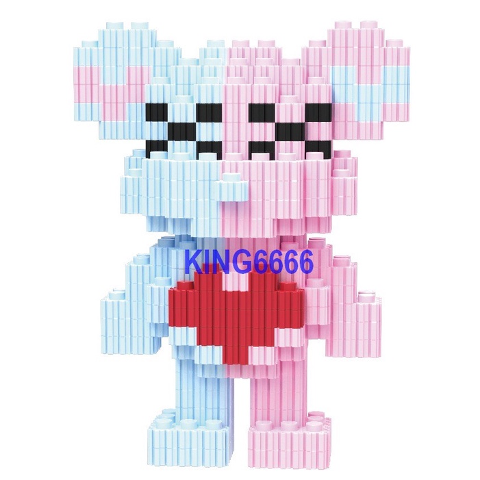 Xếp hình le.go Gấu Bearbrick 12cm Đồ chơi lắp ráp nano nanoblocks mô hình cỡ lớn bear bricK đứng -12cm ngồi 10cm