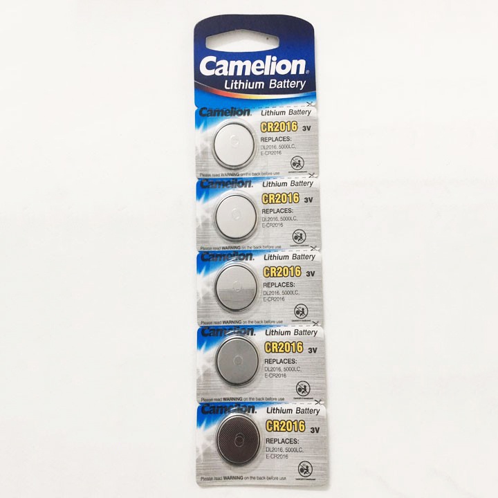 Pin cúc áo CR2016 Camelion Lithium 3V - Vỉ 5 viên chính hãng