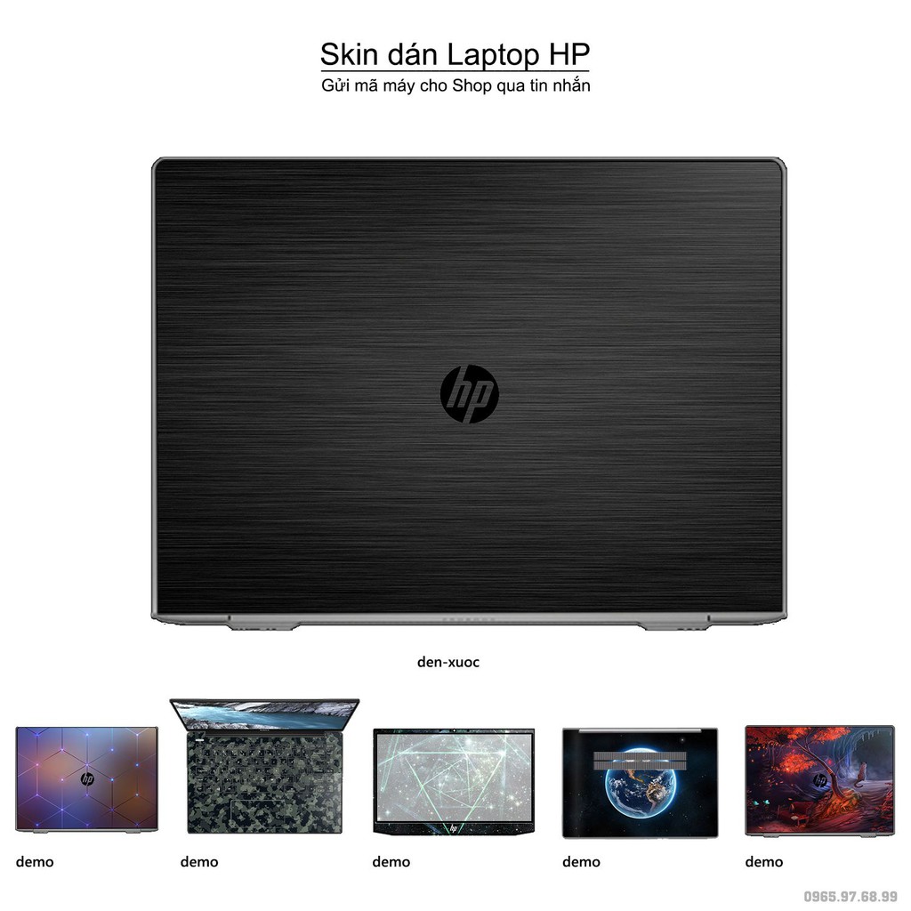 Skin dán Laptop HP màu đen xước (inbox mã máy cho Shop)