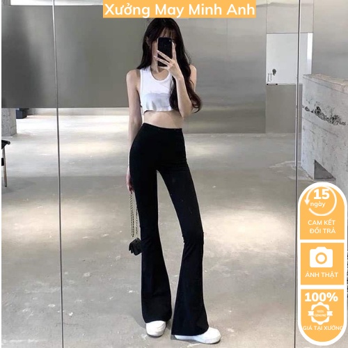 QUẦN ỐNG LOE NỮ CẠP CAO DÁNG DÀI - QUẦN LEGGING NỮ ÔM ỐNG LOE TÔN DÁNG MA88