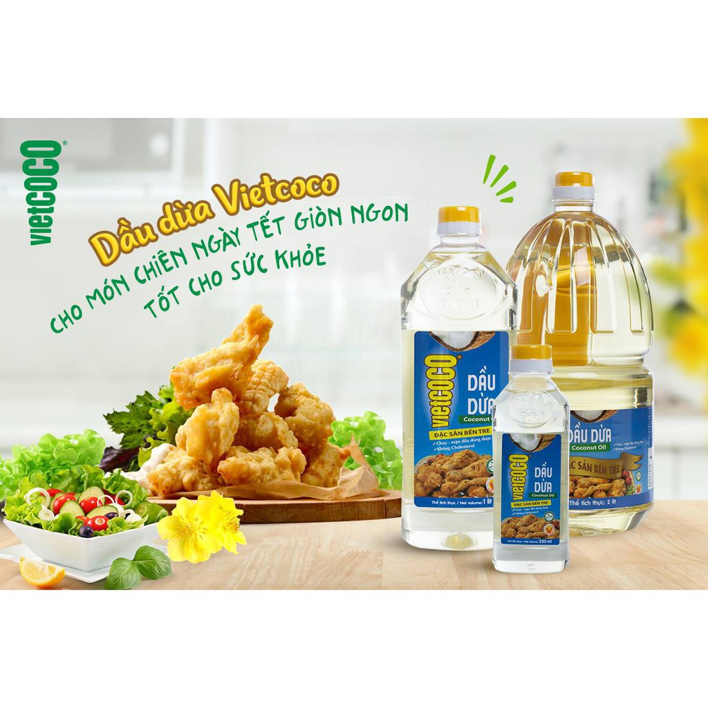 Sỉ 5 chai - Dầu dừa tinh luyện (cooking oil) Vietcoco 1000ml