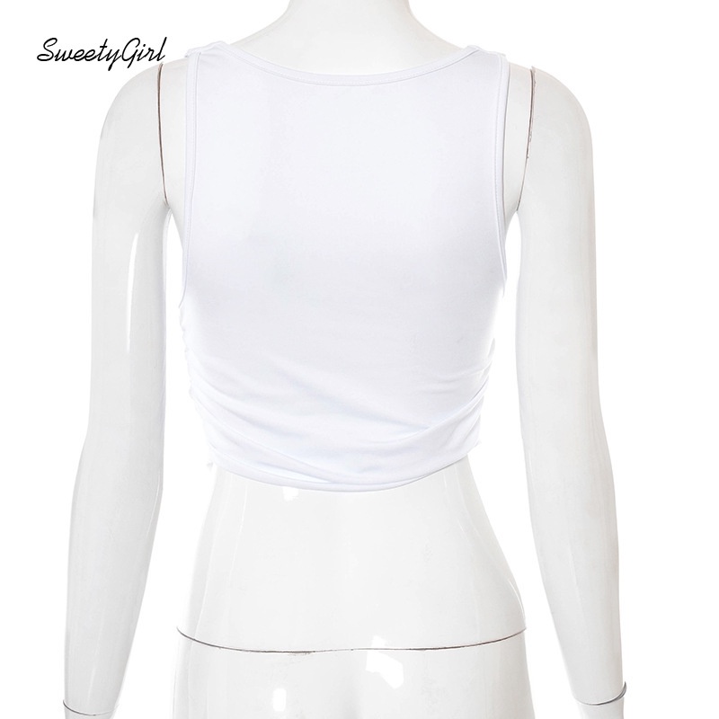 Áo Croptop Không Tay Cổ Chữ V Màu Sắc Ngọt Ngào Quyến Rũ Cho Nữ