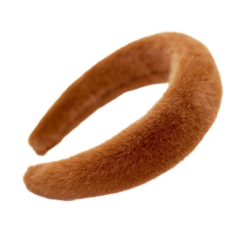 Băng Đô Vải Lông Xù Dày Dặn Màu Sắc Kẹo Ngọt Phong Cách Vintage Dành Cho Nữ