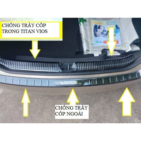 ỐP CHỐNG TRẦY CỐP TRONG NGOÀI INOX, TIATAN THEO XE Ô TÔ VIOS