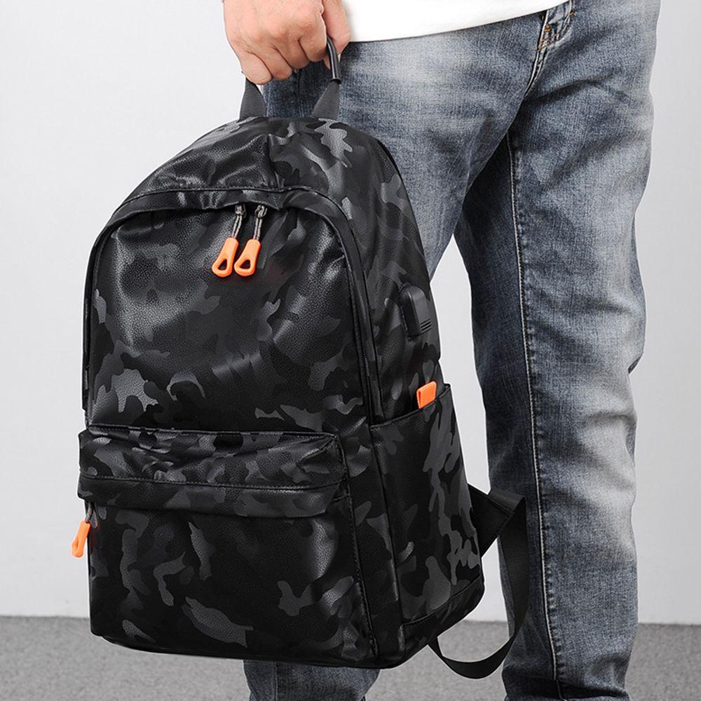 Ba Lô Da PU Siêu Nhẹ Họa Tiết Rằn Ri Chống Thấm Nước Có Khóa Kéo Phong Cách Công Sở Cho Nam