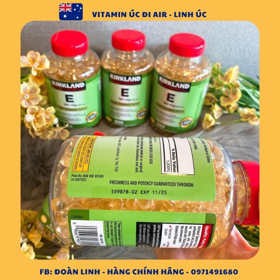 Viên Uống Vitamin E 400 IU 500 Viên Kirkland Của Mỹ, Hàng chuẩn Mỹ, Vitamin E Mỹ 500v Kirkland 400ui hỗ trợ làm đẹp da