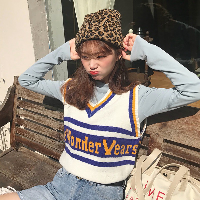 Mũ Len Họa Tiết Da Báo Thời Trang Cá Tính Cho Nữ