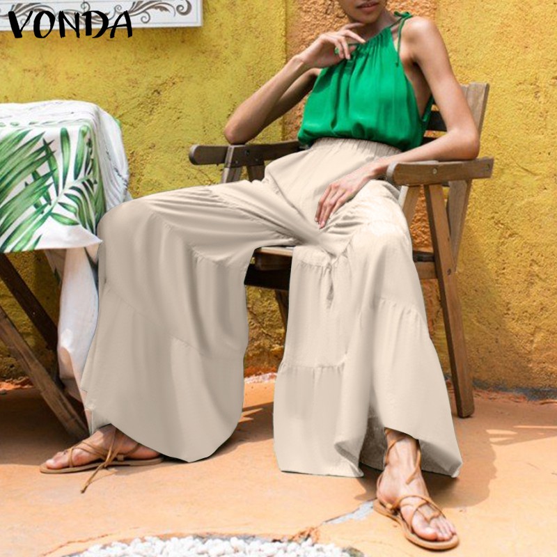 Quần Dài VONDA Ống Loe Màu Trơn Eo Thun Thời Trang Cho Nữ | BigBuy360 - bigbuy360.vn