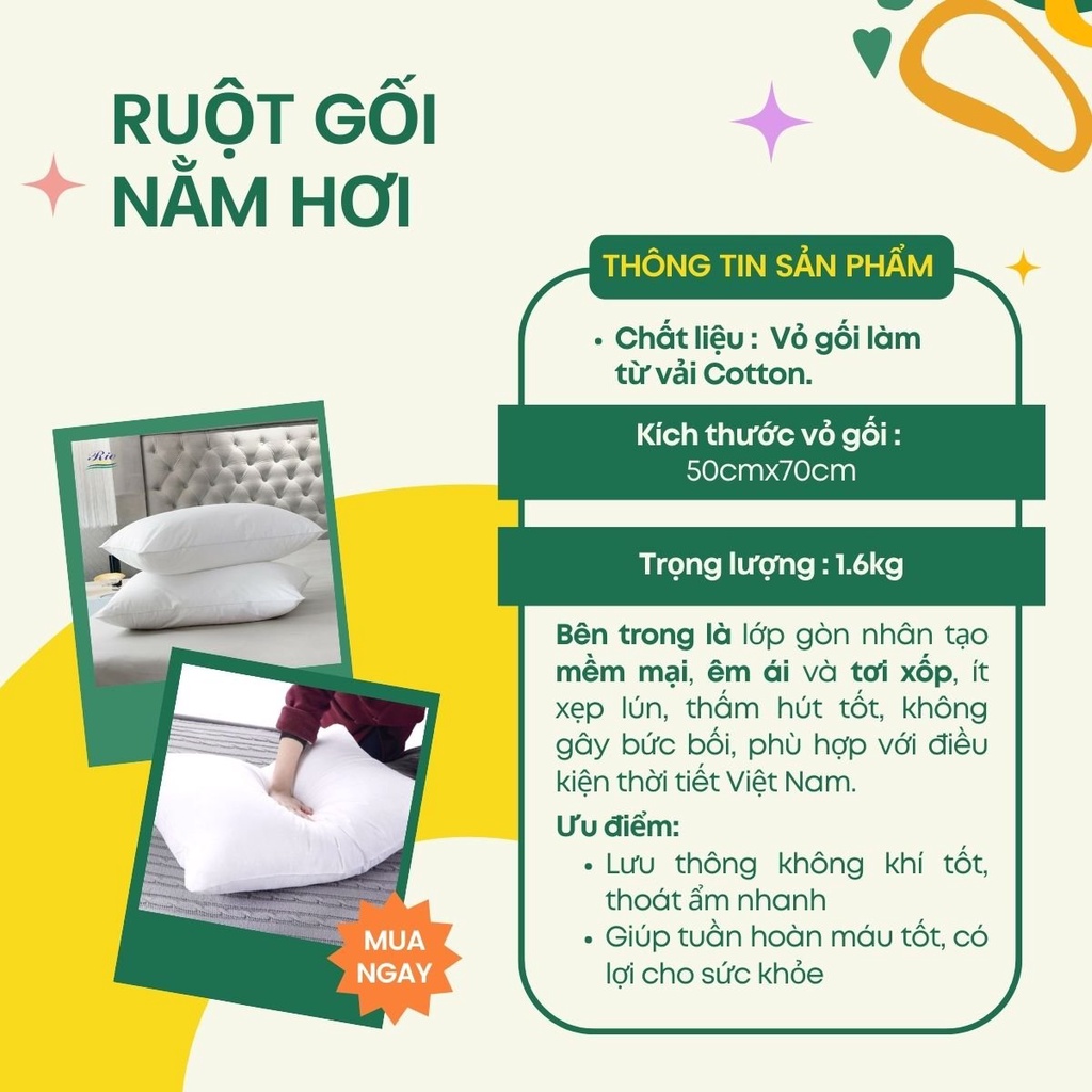 Ruột gối 50x70, ruột gối nằm hơi An Như Bedding