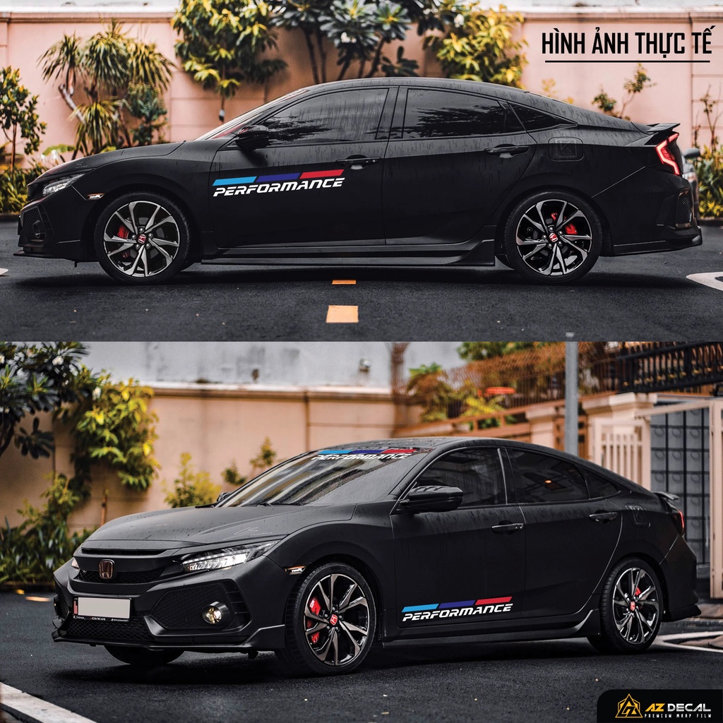 Tem Dán Xe Ô Tô Performance | DVTOT-02 | Decal Dán Sườn Xe Hơi Nắp Capo Kính Lái Cản Sau Đuôi Xe Oto Đẹp Nhất