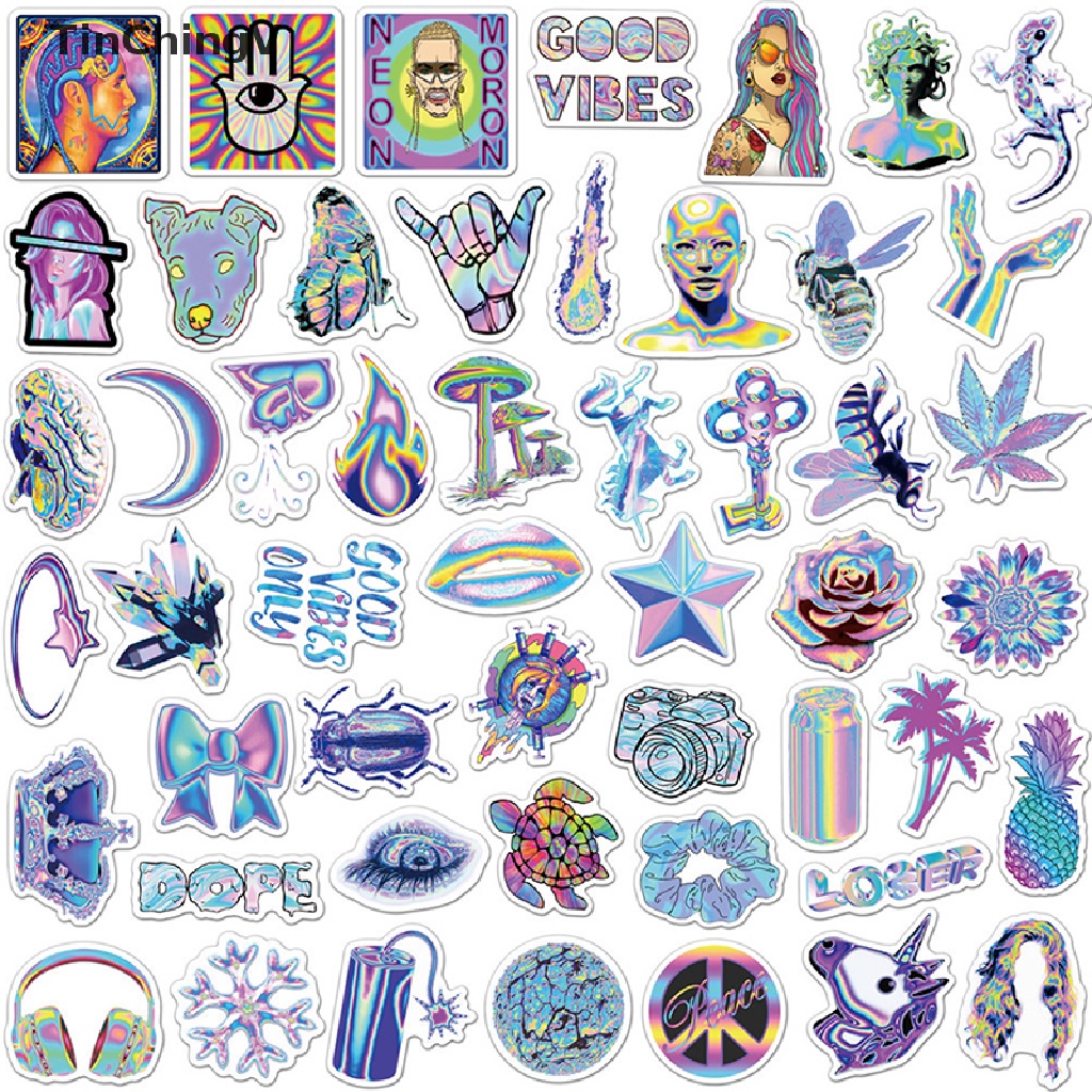 Bộ 50 Miếng Dán Holographic Dùng Trang Trí Quà Tặng Cho Bé Gái