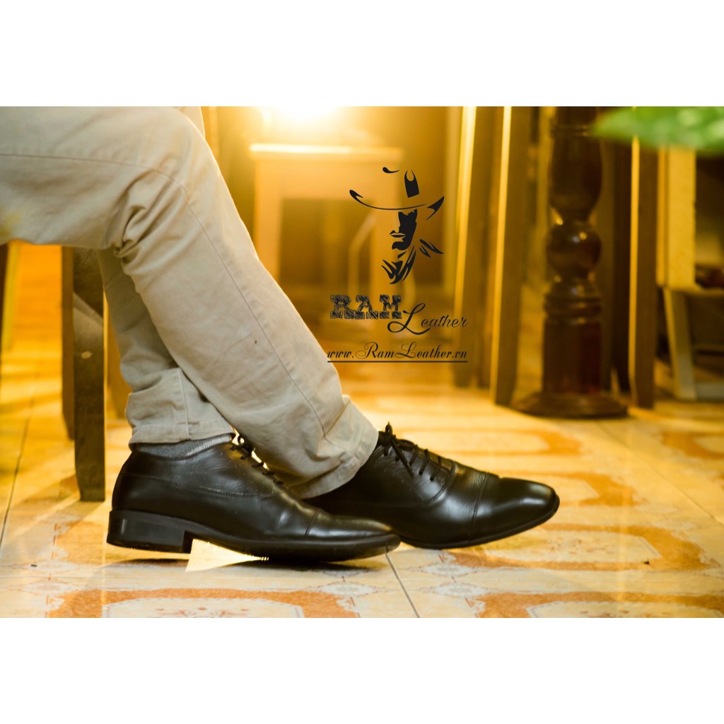 Giày Công Sở Oxford Da Bò Đen Tuyền - Chính Hãng RAM Leather
