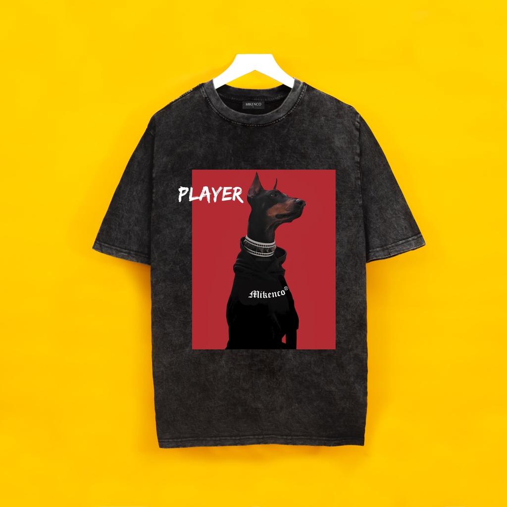 Áo thun tay lỡ MIKENCO Player Chó Đen áo phông nam nữ unisex from rộng chuẩn chất liệu cotton BrownRabbit Fashion