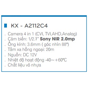 Camera KBVISION KX-A2111C4 HD Analog 2MP