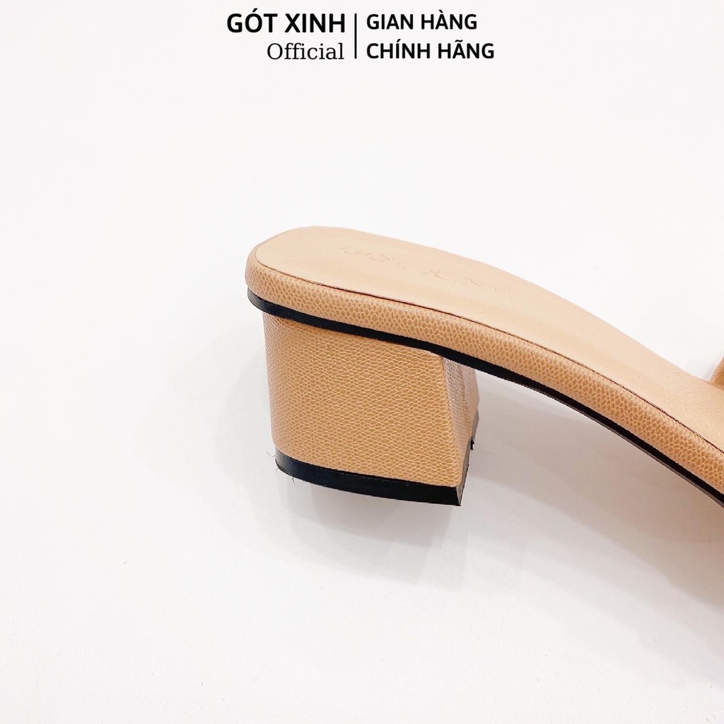 Dép cao gót nữ GÓT XINH D16 mũi vuông quai ngang cao 4cm