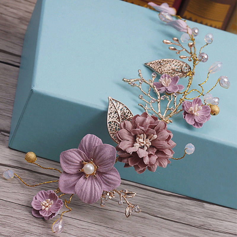 Vòng Hoa Cài Tóc Đính Ngọc Trai Nhân Tạo Cho Cô Dâu