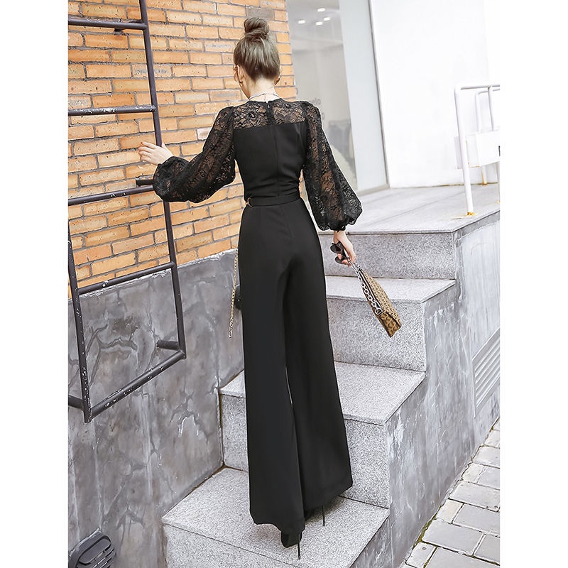 ஐ☁ Jumpsuit tay phồng phối ren phong cách phương Tây 2021