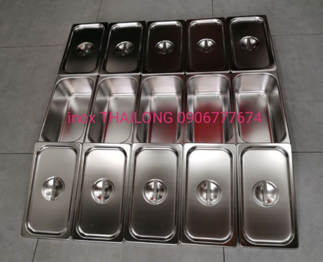 Khay inox đựng kem, trái cây.KHAY GN 1/3