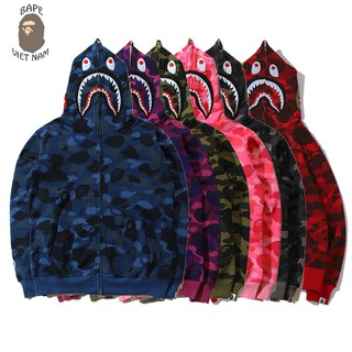 [Ảnh thật+FREESHIP] Jacket Bape Shark fullzip 6 màu Camo , Áo Hoodie Bape Cá Ngáo