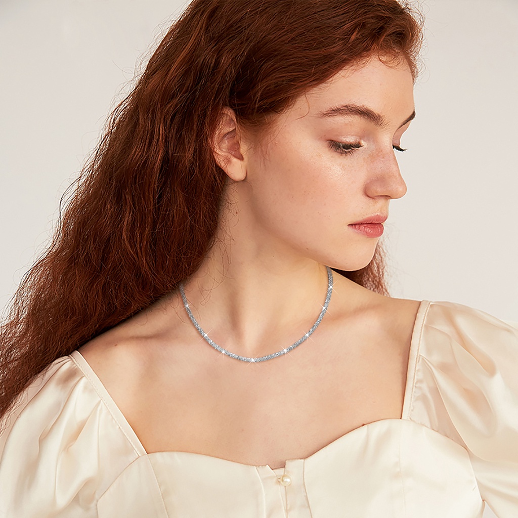 Vnox Vòng cổ Chuỗi Xích Hình Chữ Thập Đính Đá Kim Cương Sáng Bóng Màu Vàng Và Bạc Dành Cho Nữ