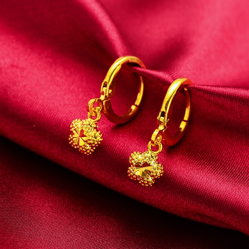 Hoa Tai Mạ Vàng 24K Hình Hoa Phong Cách Mới