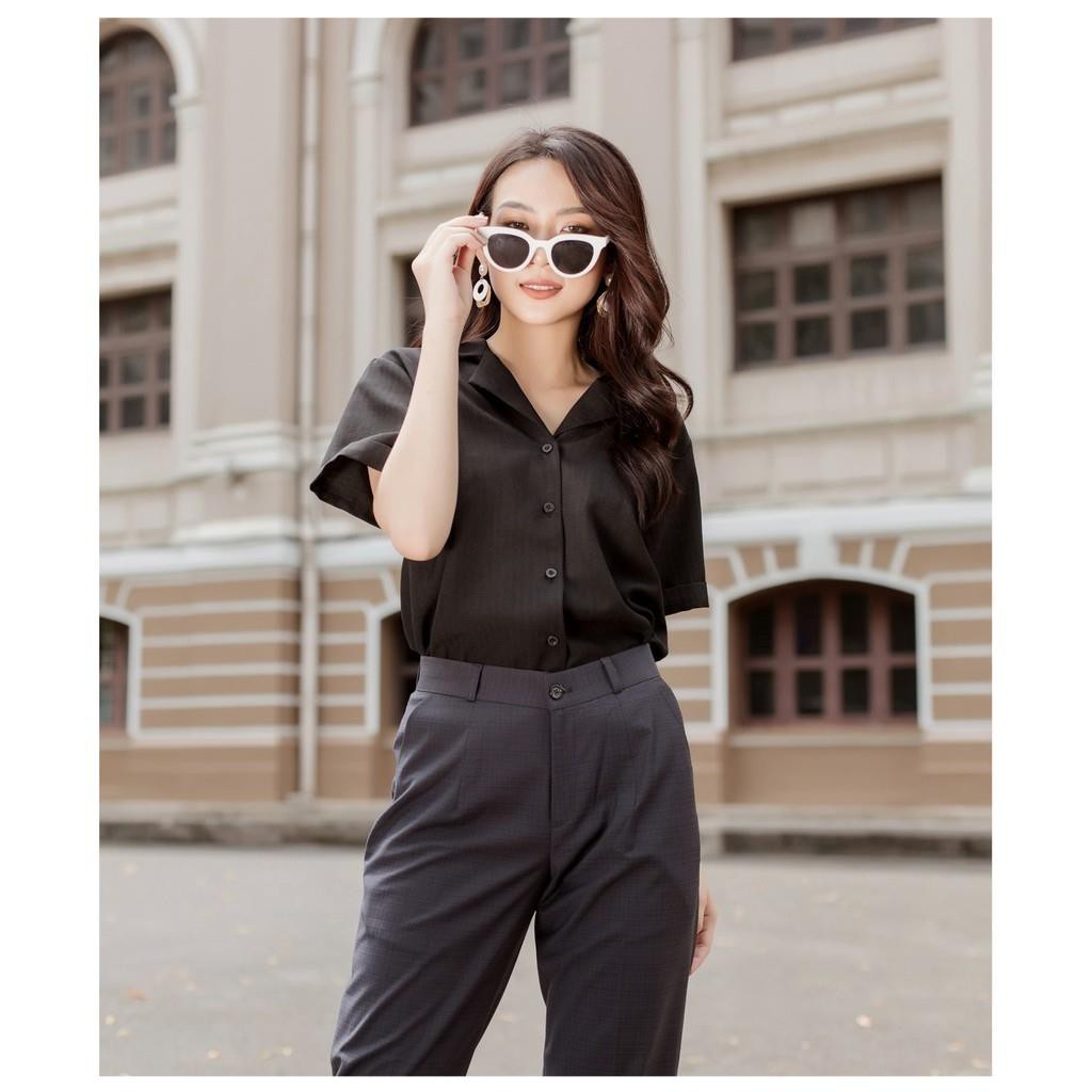 Áo Sơ Mi Nữ Ngắn Tay, Áo Kiểu Nữ Dáng Suông Đẹp Kiểu Cách Hàn Quốc, Chất Vải Cao Cấp, Mát Mịn Tôn Màu Da | Giftylady