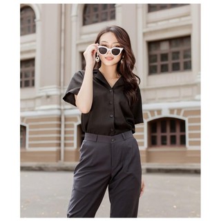 Áo Sơ Mi Nữ Ngắn Tay, Áo Kiểu Nữ Dáng Suông Đẹp Kiểu Cách Hàn Quốc, Chất Vải Cao Cấp, Mát Mịn Tôn Màu Da | Giftylady