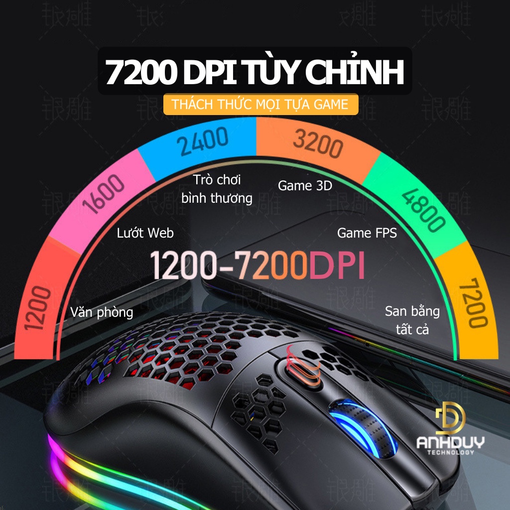 Chuột gaming có dây Yindiao G7 7200 DPI Led RGB 16 triệu màu thiết kế đỉnh cao của dòng chuột chơi game