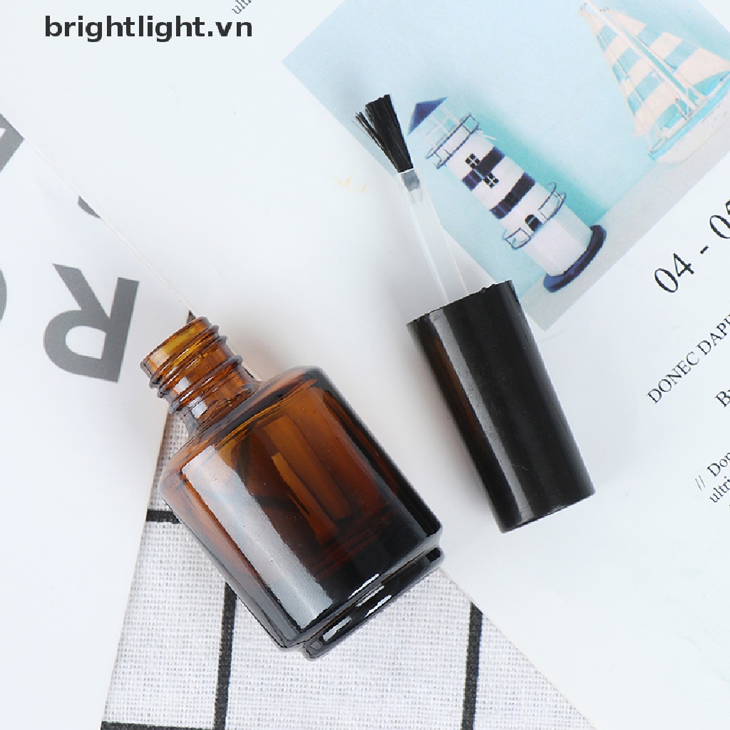 [Hàng mới về] Lọ sơn móng tay bằng thủy tinh màu nâu 15ml kèm cọ vệ sinh