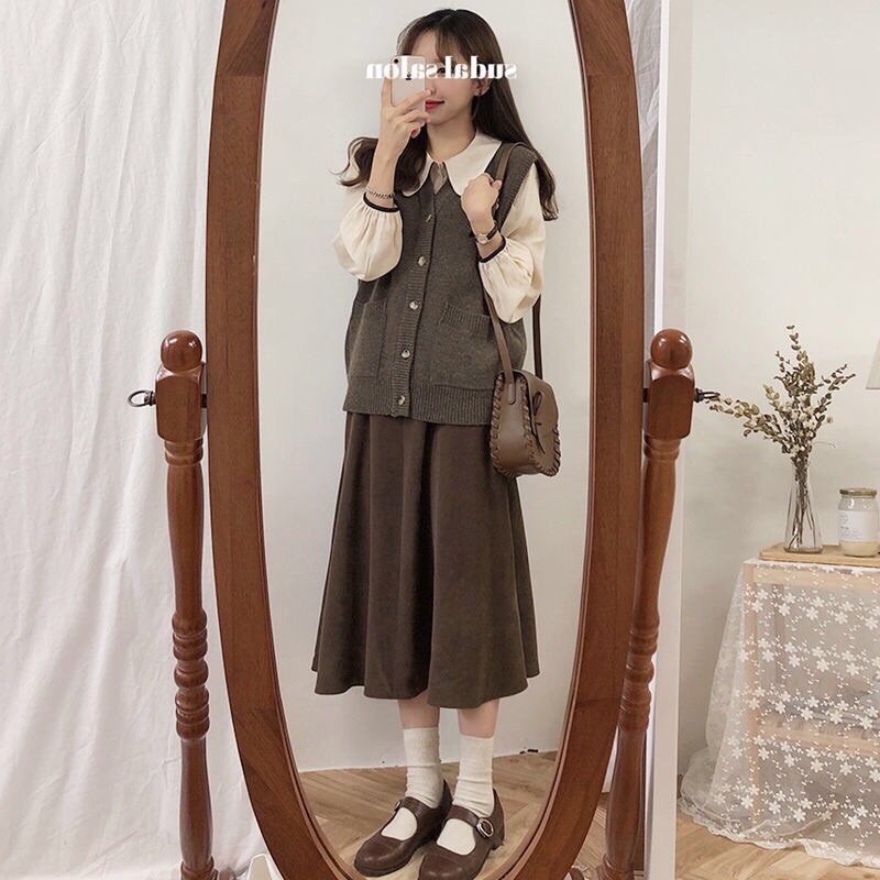 Sét váy thu đông ulzzang, phong cách vintage. Gồm