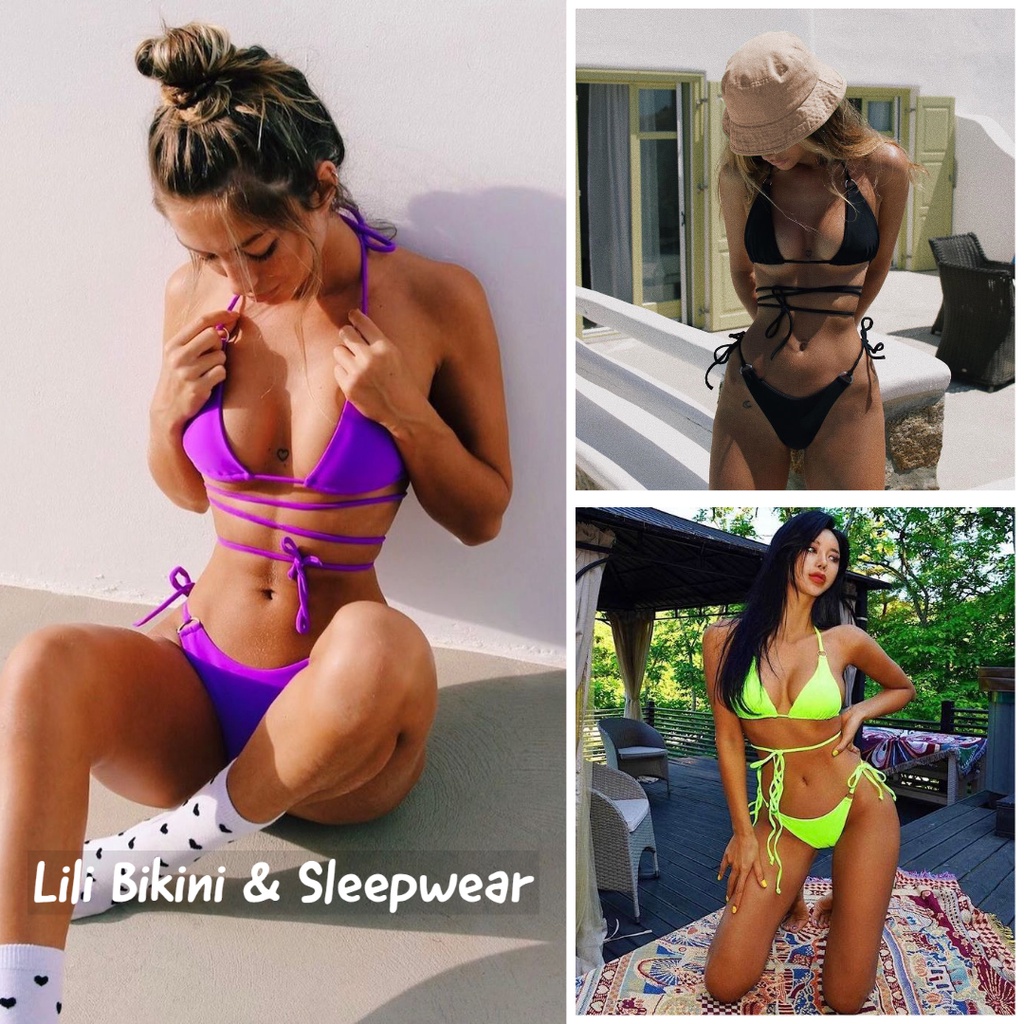 Bộ bikini nữ hai mảnh Âu Mỹ quyến rũ nhiều màu cột dây eo siêu hack dáng