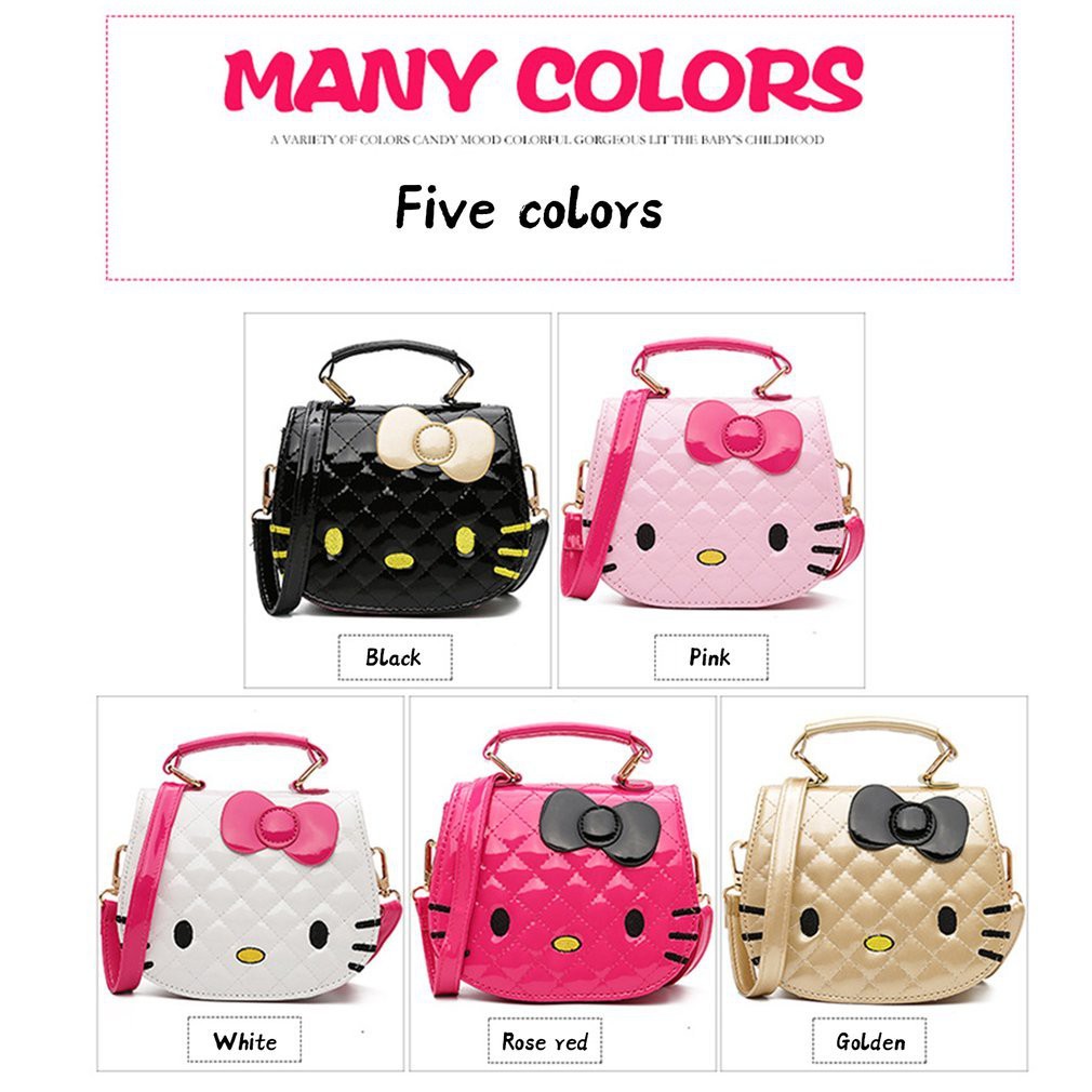 Túi đeo chéo Mini bằng da PU hình mèo Hello Kitty