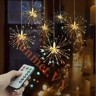 Đèn Pháo Hoa Thả Treo Trang Trí Ngày Tết Kèm Điều Khiển Từ Xa Chớp Nháy 8 Chế Độ Sáng, tt noel
