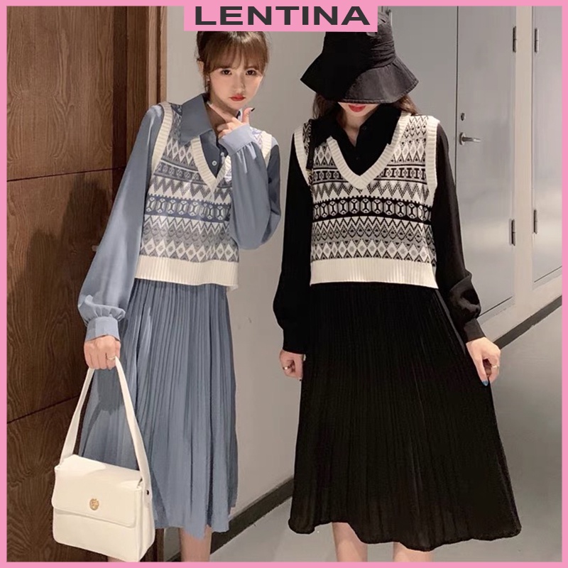 Áo gile len nữ - Áo len nữ dệt kim thổ cẩm dày dặn kiểu cổ V phong cách thời trang Hàn Quốc