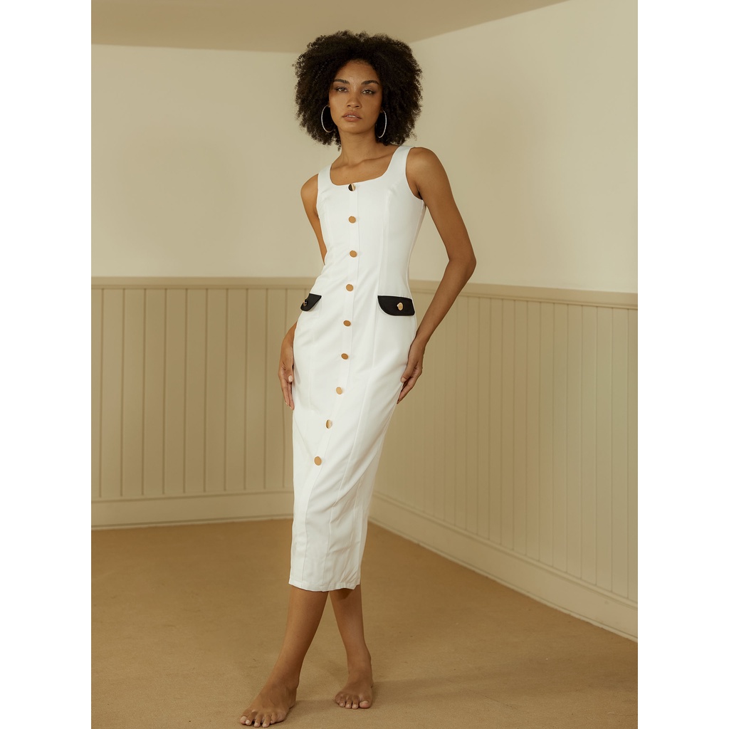 Đầm Dài Nữ Sleeveless Square Neckline , Chất Cotton tai , WDD000029_SOMEHOW