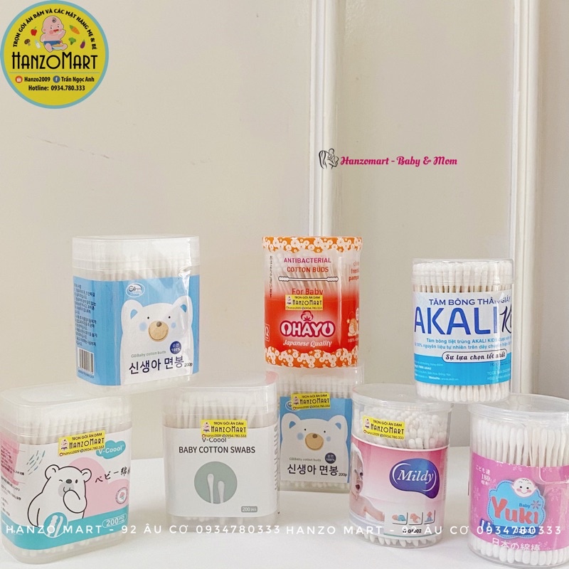 Tăm bông cho bé sơ sinh , trẻ em misuta vcool Yuki Hana bông tự nhiên