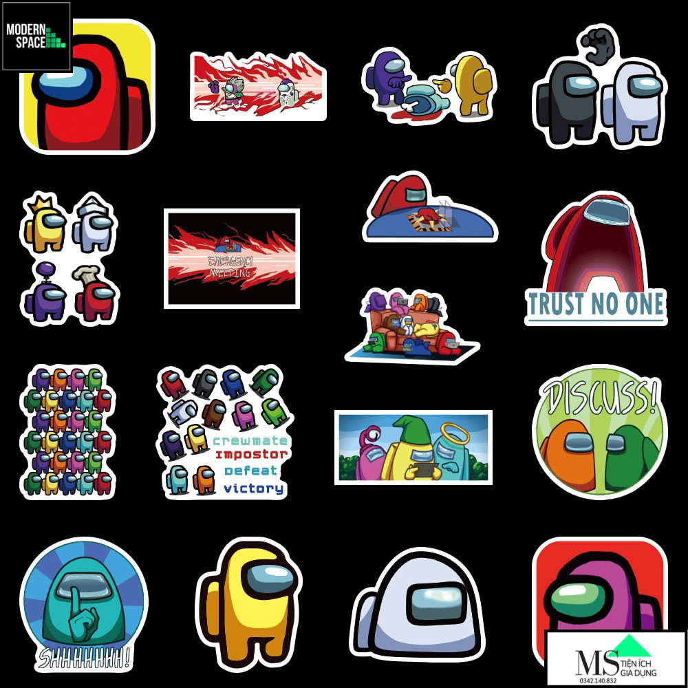 Sticker PVC Among Us ST-125 - 100 Hình dán Stickers Chống nước Dán xe Dán Mũ bảo hiểm