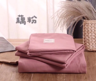 Bộ Chăn Ga Gối Cotton Tici Hồng Đất