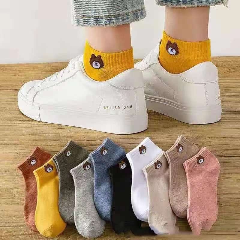 Tất vớ nữ cổ ngắn chất cotton đẹp cute dễ thương combo 5 đôi tất