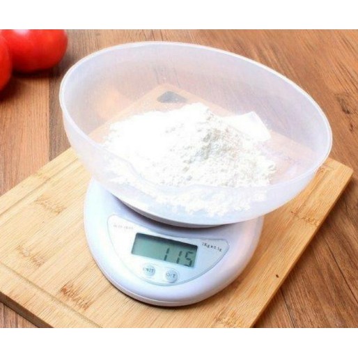 Cân Tiểu Ly 5 Kg Electronic Kitchen Scale có rổ đựng để cân Cân điện tử mini làm bánh B05 - giadungdep_mh