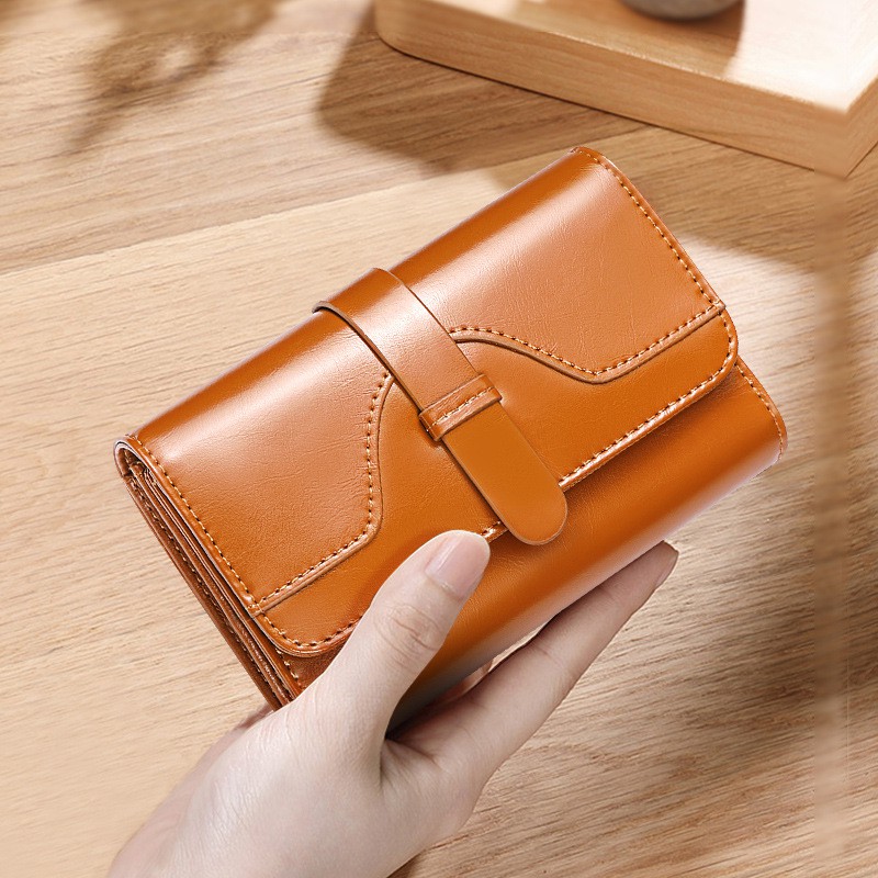 Ví nữ gấp gọn Quảng Châu da bò